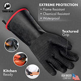 Guantes negros de neopreno resistentes al calor para barbacoa a °C tolerancia – Impermeable y resistente al aceite – Guantes de parrilla para hombres y mujeres – Guantes ignífugos de alto calor para cocinar – Hornear a la parrilla camping