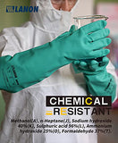 LANON Guantes de nitrilo resistentes a los químicos, guantes de trabajo de seguridad reutilizables y resistentes, protección contra ácidos, álcalis y aceite, 18 pulgadas de longitud, antideslizantes, XL