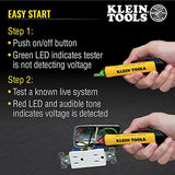 Probador de voltaje sin contacto tipo lápiz de 50 a 1000 V CA con alarmas LED sonoras e intermitentes y clip de bolsillo - NCVT-1P Klein Tools