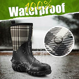 TIDEWE Botas de goma para mujer, botas de lluvia aisladas de neopreno de 5,5 mm con vástago de acero, botas de caza impermeables de media pantorrilla, botas de trabajo de goma duraderas para agricultura, jardinería, pesca (negro, camuflaje a cuadros y bor