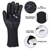 GEEKHOM Guantes para barbacoa, 1762 °F, resistentes al calor, certificado EN407, guantes de parrilla de 13 pulgadas para ahumar, hornear, cocinar, fogata (textura de llamas negras)