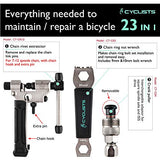 Kit de herramientas de reparación de bicicletas de 23 piezas, compatible con caja de herramientas de reparación de bicicletas, juego de herramientas de mantenimiento de bicicletas de montaña/carretera con estuche de almacenamiento (negro)