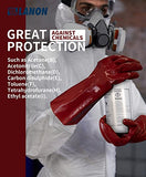 LANON Guantes de trabajo resistentes a los productos químicos PVA, reutilizables, resistentes con forro de algodón, protección de ácidos, alcalinos y aceite, talla grande