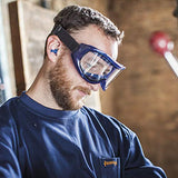 Sellstrom Gafas de seguridad Odyssey II S80200, antiniebla, resistente a los arañazos, protector de ojos sin látex para hombres y mujeres con lente transparente de doble panel, marco azul