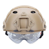 Casco táctico, ZJchao Militar ejército táctica Series Airsoft Paintball caza CQB, equipo de escalada combate rápida casco base Jump Bj tipo con anteojos, Marrón