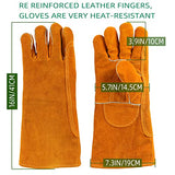 Guantes de soldador resistentes al calor, 16 pulgadas guantes de soldadura cuero de guantes de trabajo de seguridad de cuero para barbacoa, horno, soldador Tig, jardín y manejo de animales