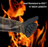 TUNGTAR Guantes de parrilla de barbacoa para freidora de pavo, 17 pulgadas, 1222 °F, guantes a prueba de calor para ahumador, barbacoa, horno para manejar alimentos calientes en freidora, parrilla, manga larga ignífuga