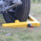 Bloqueo de abrazadera de rueda de seguridad para neumáticos, bloqueo antirrobo, máximo de 15.5 pulgadas de ancho y alcance de 8.5 pulgadas, ajuste universal, remolques, SUV, barcos, ATV, motocicletas, carrito de golf, bloqueo de rueda amarillo/negro