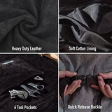 Delantal de soldador de cuero, resistente al calor y al fuego, con 6 bolsillos, delantal de trabajo para carpintería, Negro: 24.0 x 35.8 in con guantes, M to XXXL