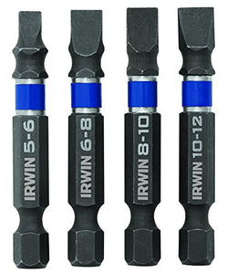 Juego de puntas de impacto IRWIN Tools 1899885 Impact Performance Series Screwdriver Power Bits, Assorted Slotted, 2-Inch Length, 4-Piece
