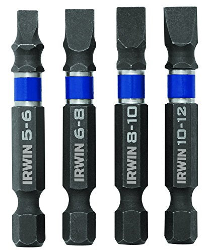 Juego de puntas de impacto IRWIN Tools 1899885 Impact Performance Series Screwdriver Power Bits, Assorted Slotted, 2-Inch Length, 4-Piece
