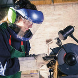 Sellstrom - Máscara de seguridad de doble corona para hombres y mujeres, tinte transparente, corona de policarbonato, protector de barbilla, ventana antivaho grande, casco de carraca, ANSI Z87.1, S38110