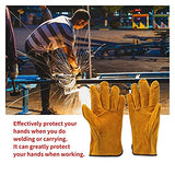 Guantes de soldador de cuero duraderos impermeables Guantes de seguridad de trabajo anti-calor for soldadura de herramientas manuales de metal Resistencia extrema al desgaste