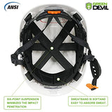GREEN DEVIL Unisex-Adulto Casco De Seguridad Casco Duro Con Visera Y Protección Para Los Oídos Casco De Trabajo De Abs Ventilado, Liviano Y Ajustable Para Hombres Y Mujeres Suspensión De 6 Puntos Aprobado