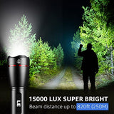LE Linterna recargable D, LP3000 de alto lúmenes súper brillante, linterna táctica con zoom de 1000 lúmenes, impermeable, 5 modos de iluminación, linterna de mano pequeña para camping, emergencias (cable USB incluido)
