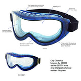 Sellstrom Gafas de seguridad Odyssey II S80200, antiniebla, resistente a los arañazos, protector de ojos sin látex para hombres y mujeres con lente transparente de doble panel, marco azul