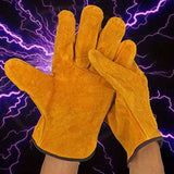 Guantes de Soldador de Cuero de Vaca duraderos a Prueba de Fuego, Guantes de Seguridad en el Trabajo Anti-Calor para soldar Herramientas de Mano de Metal (al Azar)