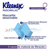 Kleenex Mascarillas, Cubrebocas Ajustable, Bolsa conn 5 piezas de Triple Capa, Edición Especial Día de la Mujer