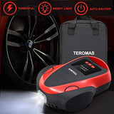 TEROMAS Compresor de aire inflador de neumáticos, bomba de aire portátil CC/CA para neumáticos de coche 12 V CC y otros inflables en casa 110 V CA, bomba eléctrica digital con medidor de presión (rojo)