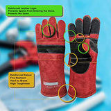 Guantes de soldador magnéticos de 40,64 cm de protección de escudo del antebrazo, doble capa de hilos de Kevlar fuertes, ignífugos, 1 par.