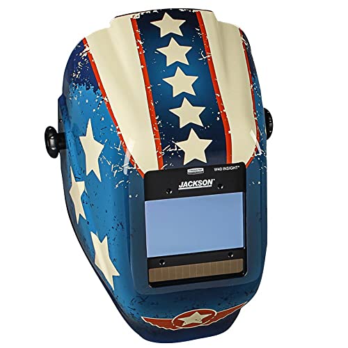 Casco de soldadura, 46101 – Filtro digital de oscurecimiento automático, ligera máscara protectora para soldador con carcasa ligera HLX100 para hombres y mujeres, tamaño universal, diseño de estrellas y cicatrices
