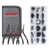 WISEUP Juego Alicates Para Anillos Seguridad Con 225 Piezas Juego Anillos Retención 4 Piezas 7 Pulgadas (Diámetro La Punta 1/20") Kit Alicates Para Anillos Seguridad Alicates M