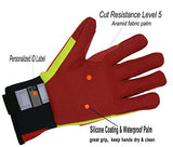 Guantes de trabajo resistentes, palma de nivel 5, guante mecánico de agarre de alta visibilidad con protector TPR para seguridad de aceite y gas (pequeño, amarillo y rojo de alta visión)