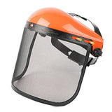 Pantalla facial de malla de resistencia con visera Casco para podadora de corte eléctrica, podadora, motosierra, tala , Gorras naranjas