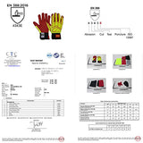 Guantes de trabajo resistentes, palma de nivel 5, guante mecánico de agarre de alta visibilidad con protector TPR para seguridad de aceite y gas (pequeño, amarillo y rojo de alta visión)
