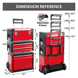 BIG RED ATRJF-C305ABDR - Caja de herramientas de metal portátil apilable con ruedas y 2 cajones, caja de herramientas para cochera o taller, color rojo