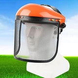 Pantalla facial de malla de resistencia con visera Casco para podadora de corte eléctrica, podadora, motosierra, tala , Gorras naranjas