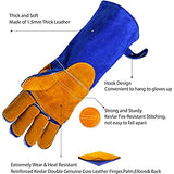 Guantes Soldador de Alta Temperatura Guanteletes A Prueba Fuego Resistentes Al Calor, Guantes Protección Cuero para Soldador, Barbacoa, Estufa,