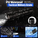 PHIXTON Linternas LED recargables de alto lúmenes, potente linterna táctica de 10000 lúmenes, luces de bolsillo XHP90 de alta potencia, doble fuente, banco de energía, pantalla de batería, para trabajo de senderismo de emergencia