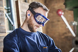 Sellstrom Gafas de seguridad Odyssey II S80200, antiniebla, resistente a los arañazos, protector de ojos sin látex para hombres y mujeres con lente transparente de doble panel, marco azul