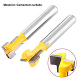 2 brocas para fresadora de ranura en T de 1/4 pulgadas, cortadores de carpintería de 3/8 pulgadas y 1/2 pulgadas de diámetro para recortadoras eléctricas o máquinas de grabado
