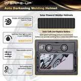 SU SAFE-UP Casco de soldadura solar con oscurecimiento automático, 2 sensores de arco, rango de sombra ajustable de 4/9-13 para Mig Tig ARC Soldador máscara soldadora