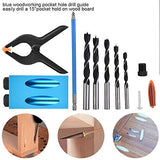 Taladro Oblicuo para Carpintería 34pcs 15 ° Kit de , Perforación de Orificio de Bolsillo, Aleación de Aluminio, Carpintería Guía de Broca Oblicua Conjunto Posicionador Localizador Herramienta