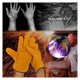 Guantes de soldador de cuero duraderos impermeables Guantes de seguridad de trabajo anti-calor for soldadura de herramientas manuales de metal Resistencia extrema al desgaste