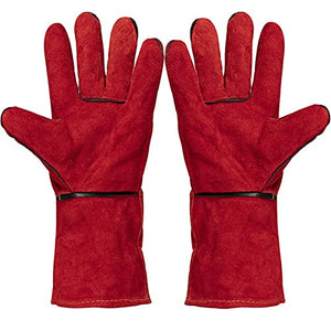 Guantes de Soldador guantes para chimeneas con leña,guantes de trabajo resistentes al calor para soldadores,barbacoa,jardinería,camping,estufa,chimenea (Color : Red)