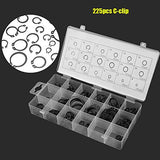 225PCS Anillo de retención, Internas y Externas de Retención de Anillos de Retención Circlip Surtido Caja Conjunto 18 Tamaños