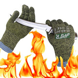 HTR Guantes de trabajo de seguridad resistentes a cortes y al calor con puntos de agarre en la palma, ignífugos, camuflaje, grandes, 1 par