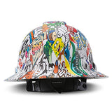 Casco de seguridad aprobado por OSHA de ala completa, casco de seguridad, caos de personajes, dibujos animados y anime, diseño personalizado, Cascos de Construcción, suspensión de trinquete ajustable de 6 puntos