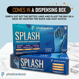 PlastCare USA Splash - Guantes de nitrilo (tamaño pequeño, 100 unidades, sin látex, 100 unidades), color azul