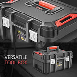 DNA MOTORING - Juego de 2 cajas de herramientas – Organizador con cerradura de almacenamiento portátil con bandeja extraíble para taller, cochera y hogar, gran capacidad, TOOLS-00310