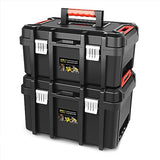 DNA MOTORING - Juego de 2 cajas de herramientas – Organizador con cerradura de almacenamiento portátil con bandeja extraíble para taller, cochera y hogar, gran capacidad, TOOLS-00310