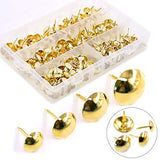 Hilitchi - Juego de 280 clavos para tapicería de color dorado de 7/16 pulgadas, 9/16 pulgadas, 5/8 pulgadas, 3/4 pulgadas, para tapicería de muebles, clavos para tapicería, alfileres para pulgar y pulgar
