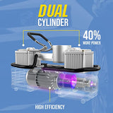 OlarHike Compresor de aire portátil de 12 V, inflador de neumáticos de doble cilindro de 150 PSI, bomba de neumáticos resistente con luz nocturna LED, apagado automático para todoterrenos/camiones