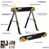 ToughBuilt - Sawhorse plegable - Resistente, duradero, ligero, resistente, 100% acero de alta calidad - Brazos de apoyo ajustables de hasta 4 x 4 - Capacidad de 1200 libras - (TB-C700) - Paquete de 2