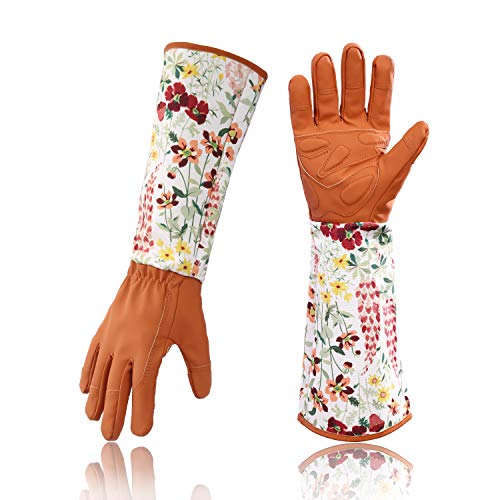 SPR GL Guantes de jardinería profesionales de manga larga para mujer, guantes de jardín (marrón)