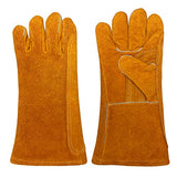 Guantes de soldador resistentes al calor y al fuego, guantes de trabajo de seguridad de cuero de 14 pulgadas para barbacoa, horno, soldador Tig, jardín y manipulación de animales